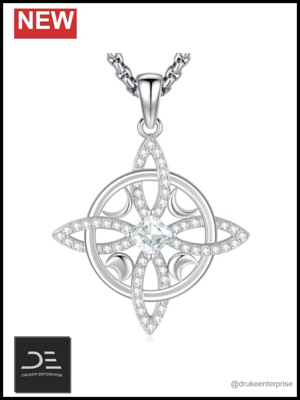 925 Sterling Silver Witch Knot Pendant Necklace